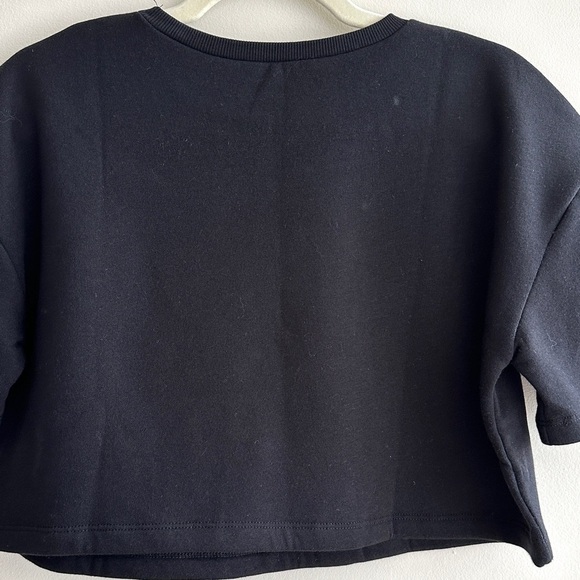 ZARA Black Cropped Sweatshirt, Athleisure Short Sleeve Crewneck, Medium - Picture 14 of 16